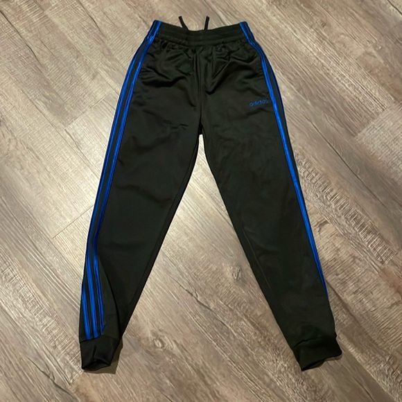 adidas Other - Adidas athletic pant - black with 3 stripes in blue - size medium 10-12